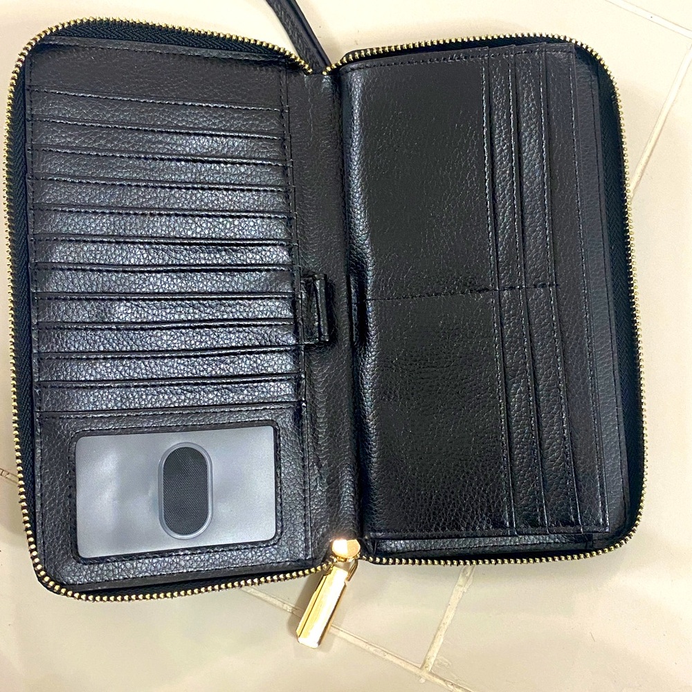 Charles Delon Black leather Wallet with Gold Accents